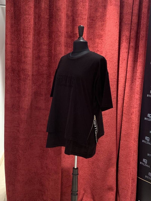 Zwart T-shirt met rits 