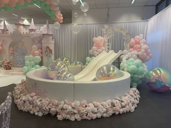 Ballenbak rond incl dubbele glijbaan