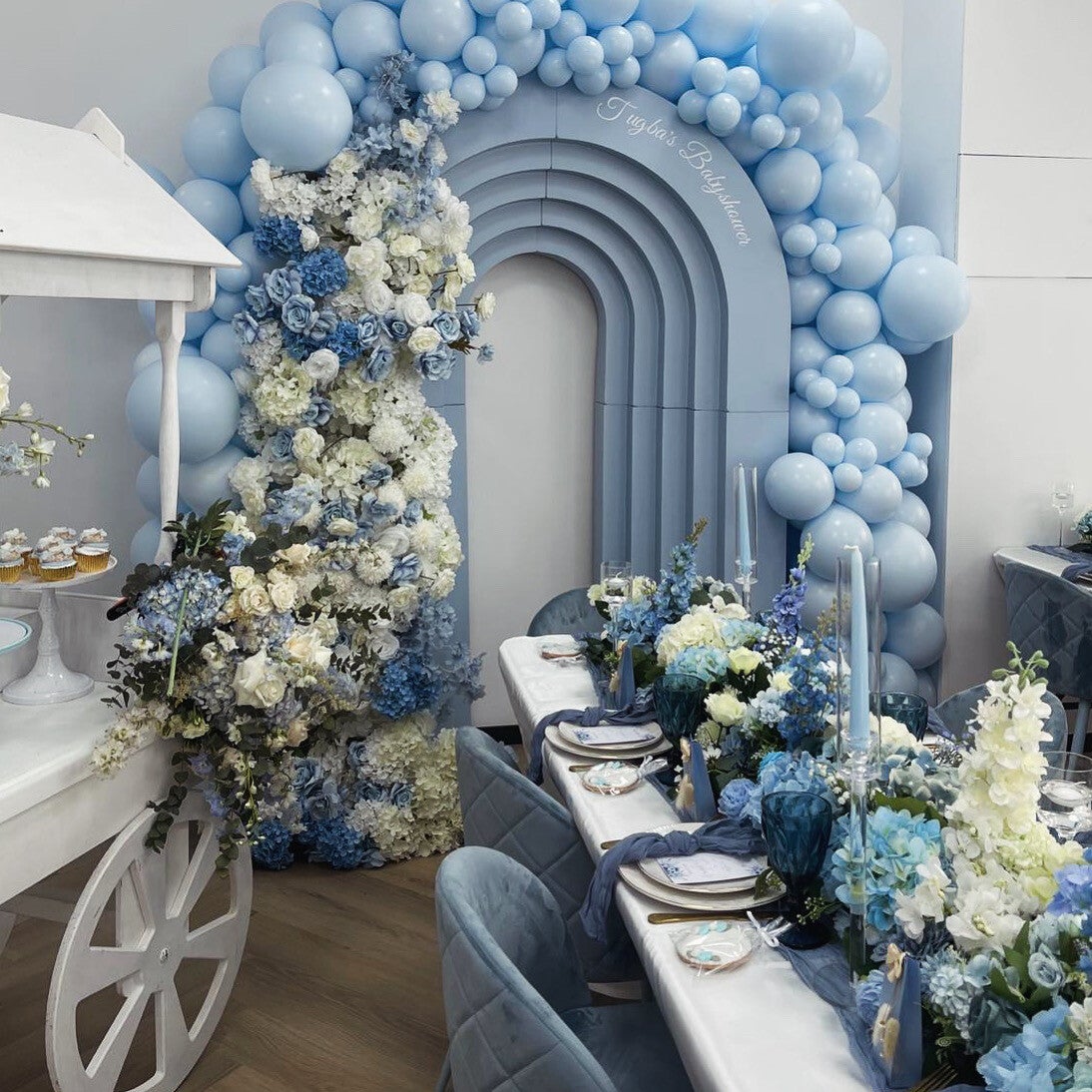 Blauwe bloemen set van 2