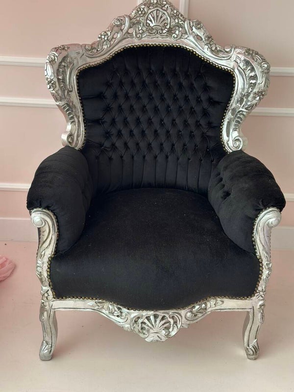Barok stoel zwart & zilver