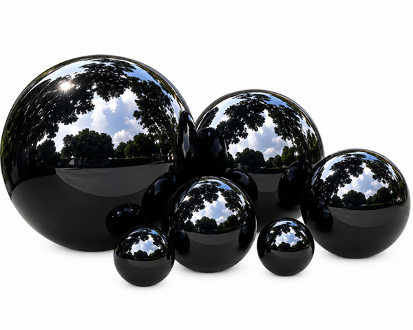 Opblaasbare spiegelballen set van 8 zwart