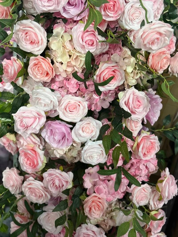 2x Roze bloemen loper