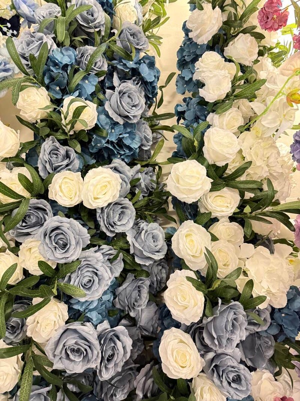 Blauwe bloemen set