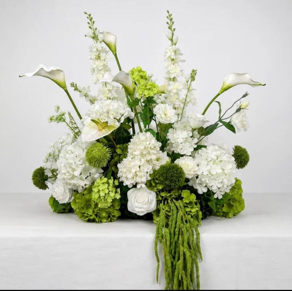 Groen witte bloemboeketten