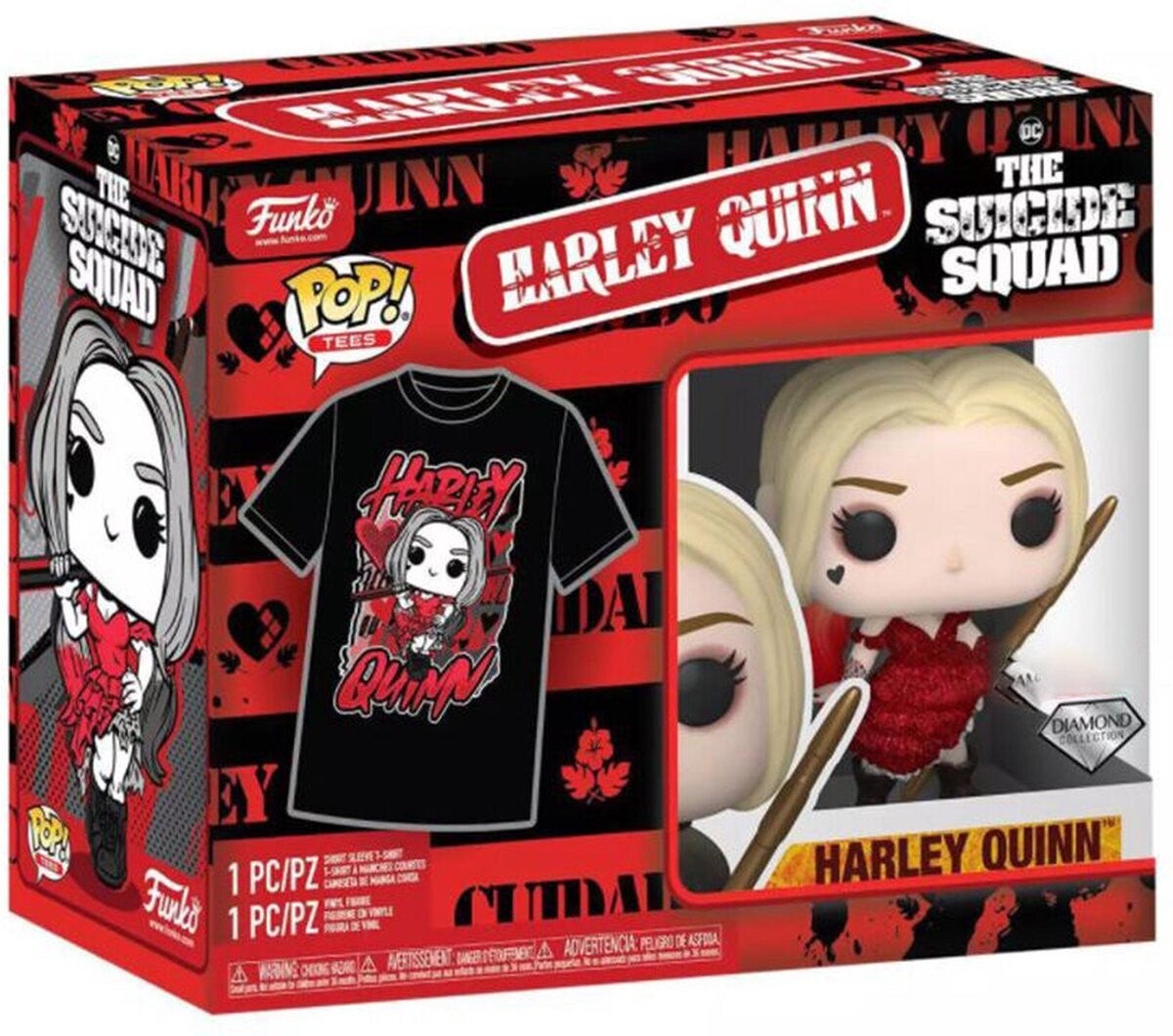 Funko POP! Heroes Harley Quinn Diamond Glitter #1111 Suicide Squad Exclusive + T-Shirt