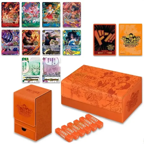 One Piece Card Game Japanese 3rd Anniversary Set – Luffy Ace Sabo Promo + Accessories (Bandai Namco)