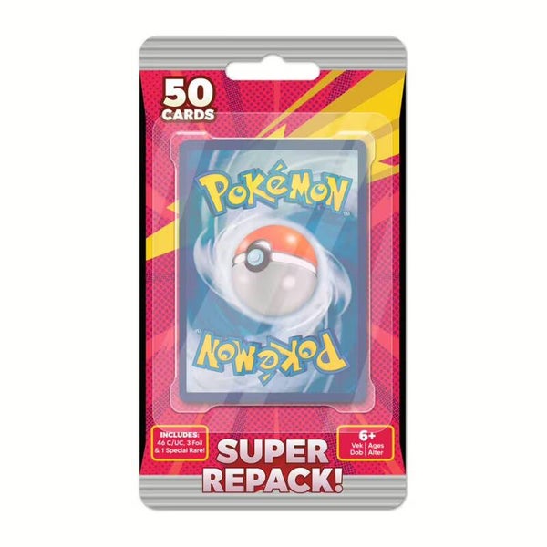 SAIVIX Pokémon Super Re-Pack 50 Cards | 3 Foils & 1 Special Rare | Mystery TCG Bundle