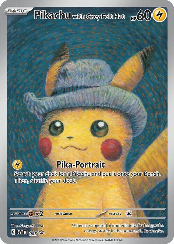 Pikachu with Grey Felt Hat – Van Gogh Museum Promo (SVP 085) IN SEAL card