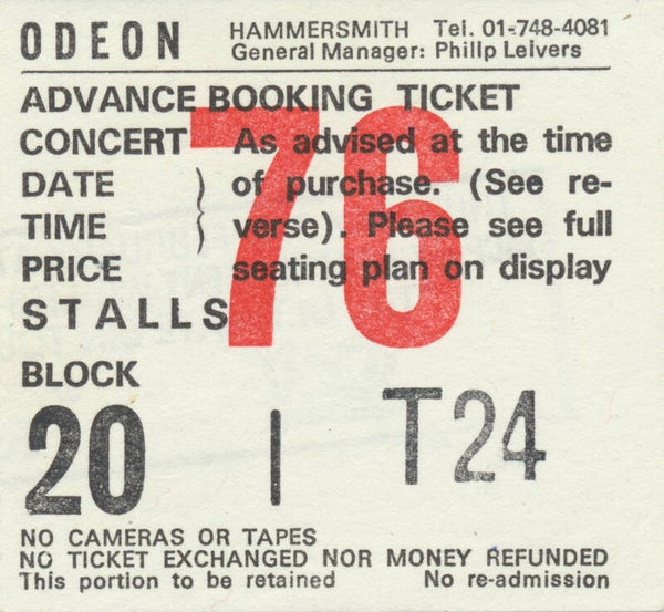 Ozzy Osbourne - Hammersmith Odeon, London, February 20, 1986 [UK] - Ticket Stub