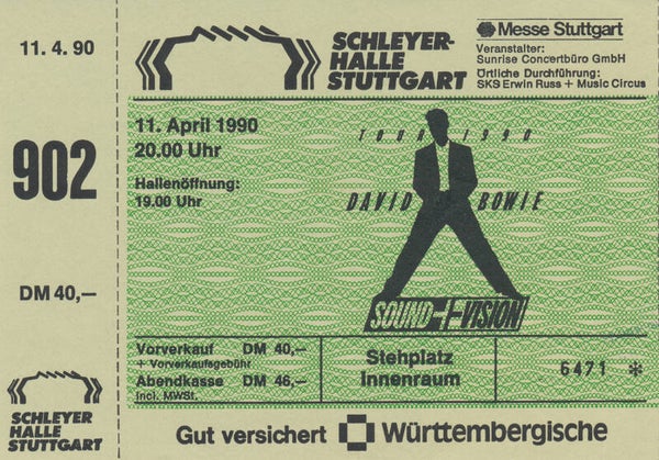 David Bowie - Schleyerhalle, Stuttgart, April 11, 1990 [Germany] - Ticket Stub