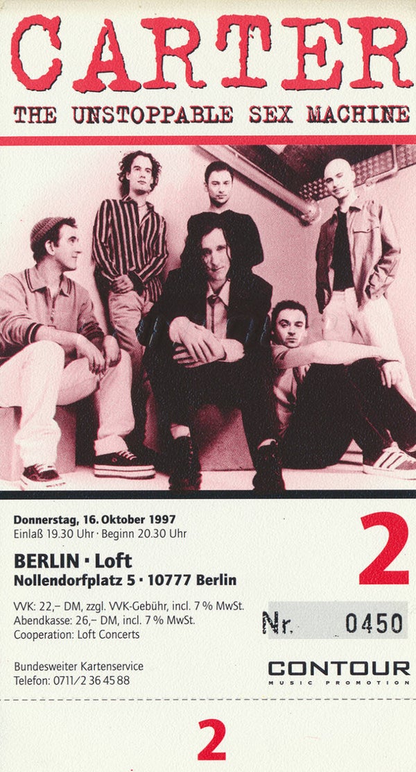 Carter The Unstoppable Sex Machine - Loft, Berlin, October 16, 1997 [Germany] - Ticket Stub