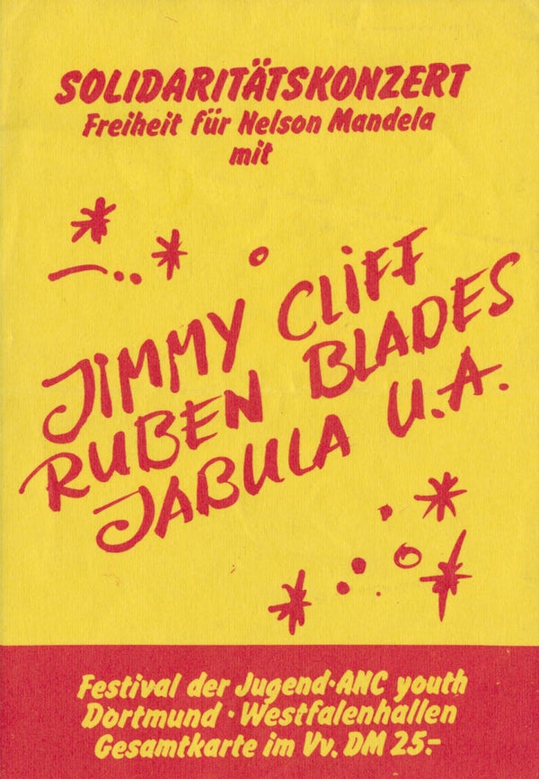 Jimmy Cliff - Ruben Blades - Jabula - Nelson Mandela Solidaritätskonzert, Westfalenhalle, Dortmund, 1986 [Germany] - Ticket Stub