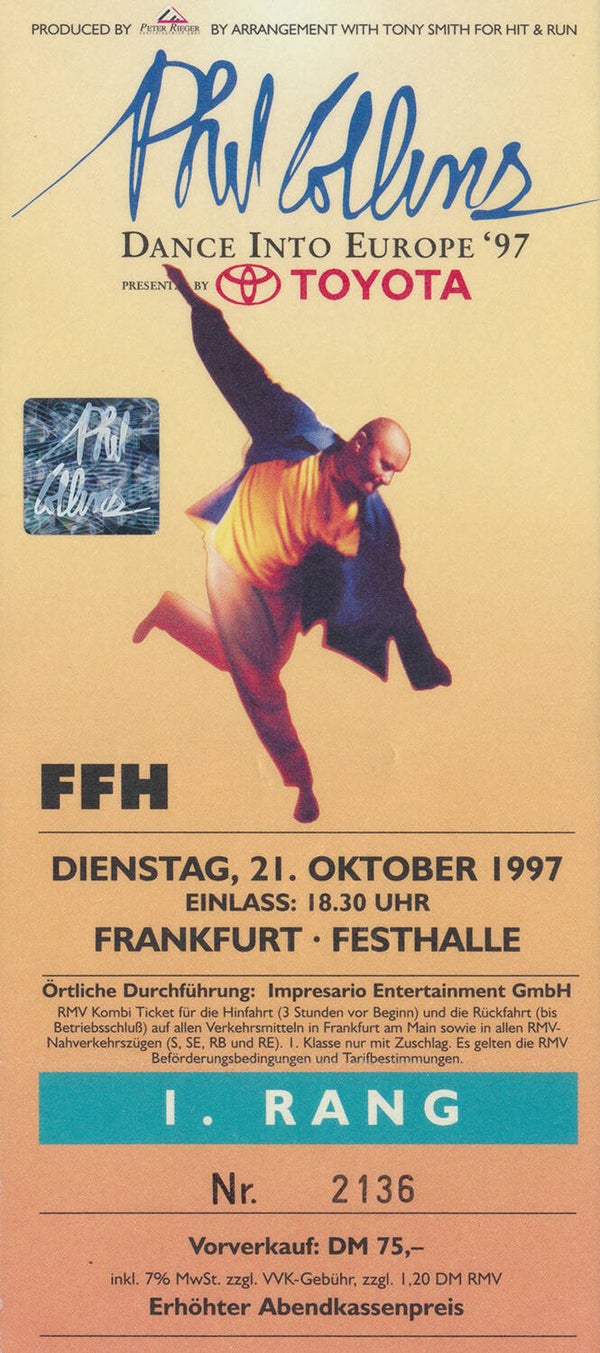 Phil Collins - Festhalle, Frankfurt, October 21, 1997 [Germany] - Ticket Stub