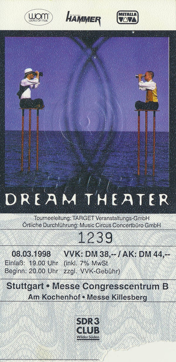 Dream Theater - Messe Congresscentrum, Stuttgart, March 8, 1998 [Germany] - Ticket Stub