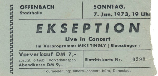 Ekseption - Stadthalle, Offenbach, January 7, 1973 [Germany] - Ticket Stub