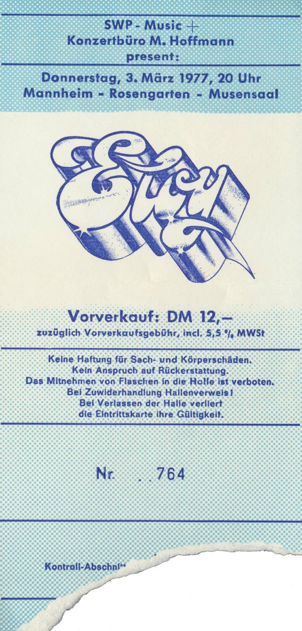 Eloy - Musensaal, Rosengarten Mannheim, March 3, 1977 [Germany] - Ticket Stub