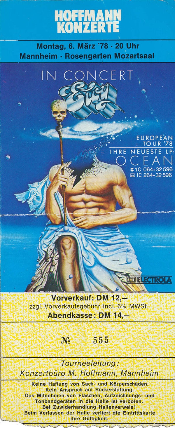 Eloy - Mozartsaal Rosengarten, Mannheim, March 6, 1978 [Germany] - Ticket Stub