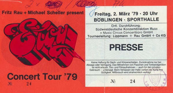 Eloy - Sporthalle, Böblingen, March 2, 1979 [Germany] - Ticket Stub