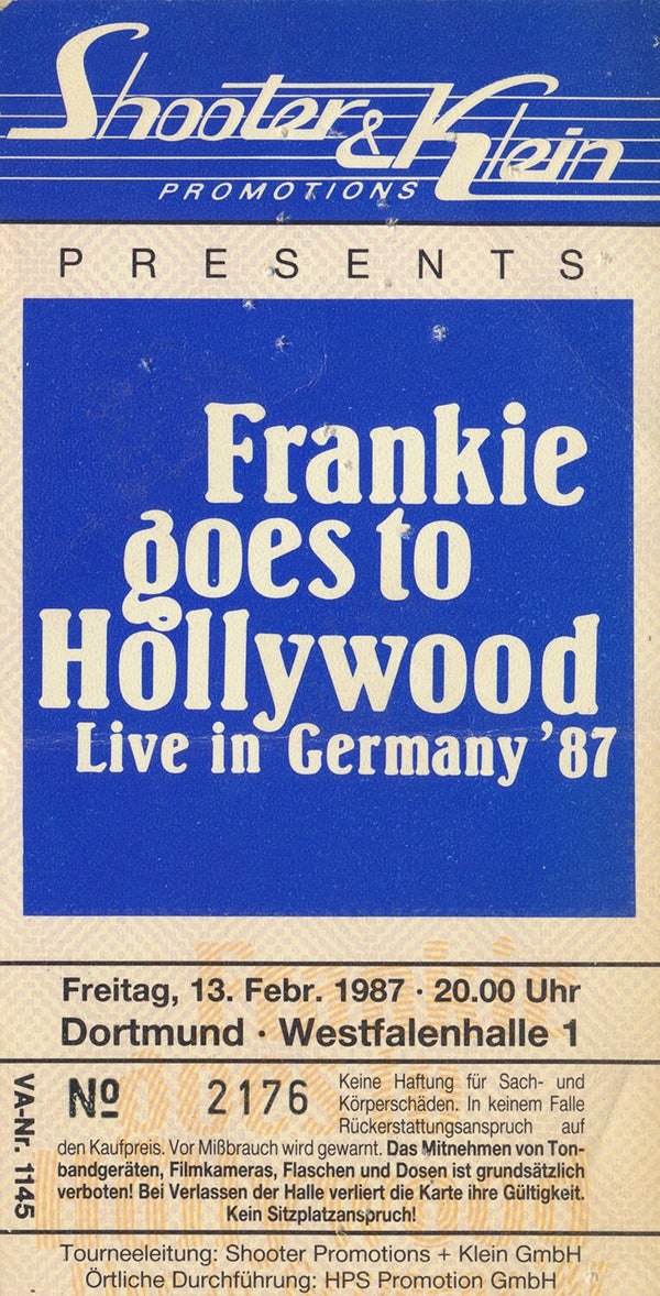 Frankie Goes To Hollywood - Westfalenhalle, Dortmund, February 13, 1987 [Germany] - Ticket Stub