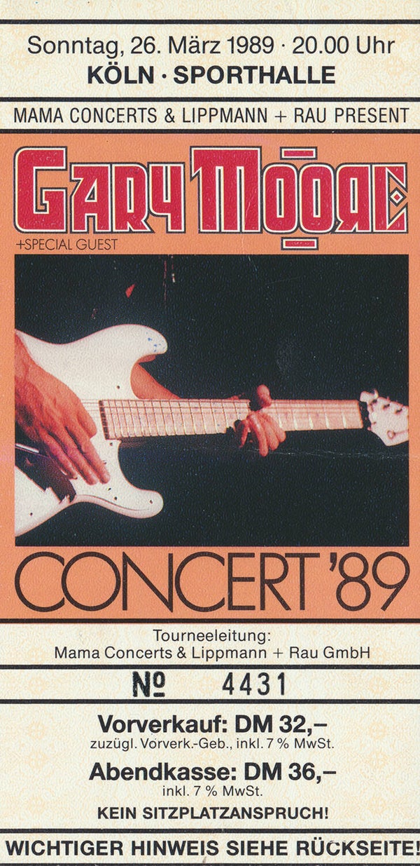 Gary Moore - Sporthalle, Cologne, March 26, 1989 [Germany] - Ticket Stub