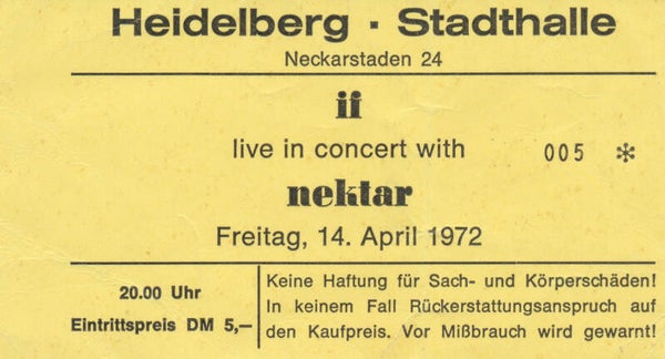 If - Nektar - Stadthalle, Heidelberg, April 14, 1972 [Germany] - Ticket Stub