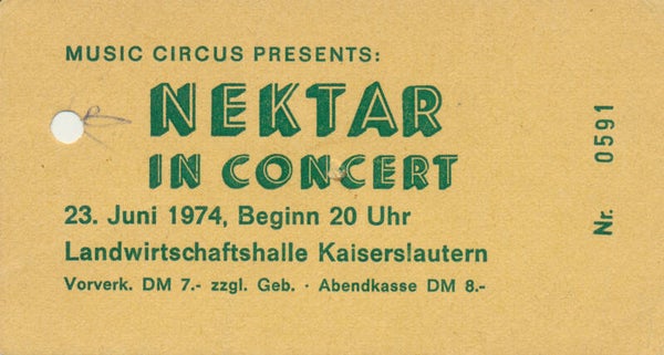 Nektar - Landwirtschaftshalle, Kaiserslautern, June 23, 1974 [Germany] - Ticket Stub