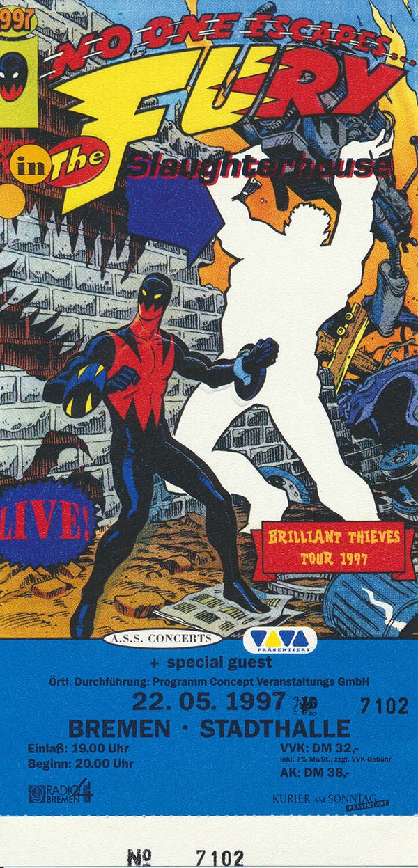 Fury In The Slaughterhouse - Stadthalle, Bremen, May 22, 1997 [Germany] - Ticket Stub