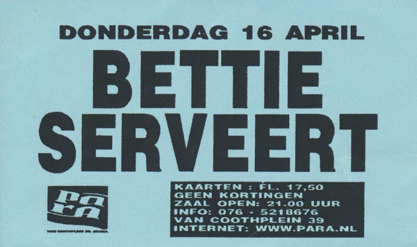 Bettie Serveert - Para, Breda, April 16, 2007 [Holland] - Ticket Stub