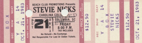 Stevie Nicks - Carolina Coliseum, Columbia, October 21, 1983 [box] [USA] - Ticket Stub