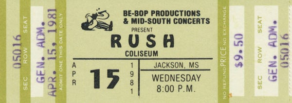 Rush - Coliseum, Jackson, April 15, 1981 [USA] - Ticket Stub