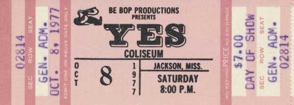 Yes - Coliseum, Jackson, October 8, 1977 [USA] - Ticket Stub