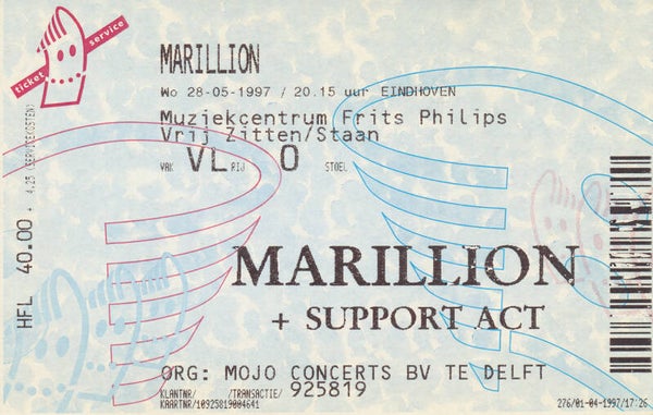 Marillion - Muziekcentrum Frits Philips, Eindhoven, May 28, 1997 [Holland] - Ticket Stub