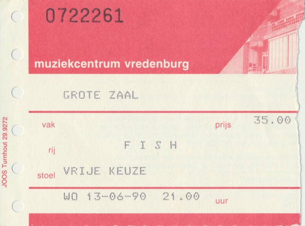 Fish (Marillion) - Muziekcentrum Vredenburg, Utrecht, June 13, 1990 [Holland] - Ticket Stub