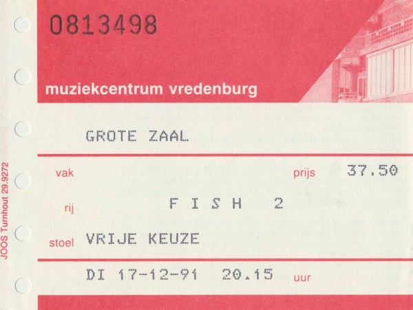 Fish (Marillion) - Muziekcentrum Vredenburg, Utrecht, December 17, 1991 [Holland] - Ticket Stub