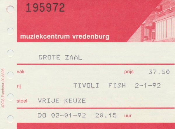 Fish (Marillion) - Tivoli, Utrecht, January 2, 1992 [Holland] - Ticket Stub