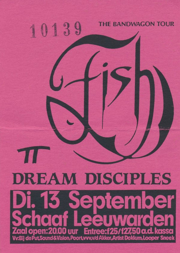 Fish (Marillion) - Zalen Schaaf, Leeuwarden, September 13, 1994 [Holland] - Ticket Stub