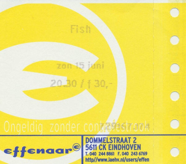Fish (Marillion) - Effenaar, Eindhoven, June 15, 1997 [Holland] - Ticket Stub