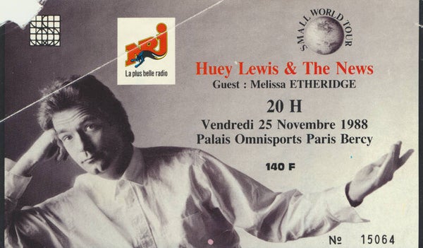 Huey Lewis and The News - Palais Omnisports Paris Bercy, Paris, November 25, 1988 [France] - Ticket Stub