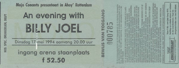 Billy Joel - Ahoy', Rotterdam, May 17, 1994 [Holland] - Ticket Stub