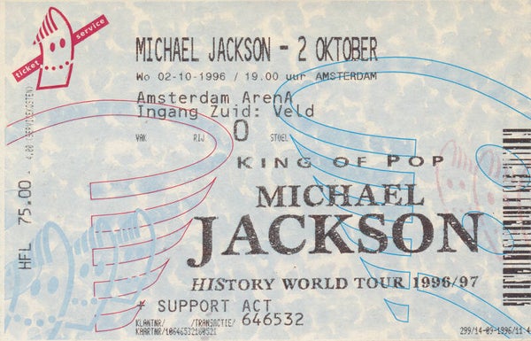 Michael Jackson - ArenA, Amsterdam, October 2, 1996 [Holland] - Ticket Stub