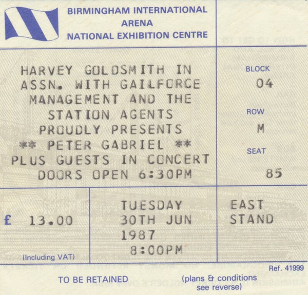 Genesis - National Exhibition Centre, Birmingham, June 30, 1987 [UK] - Ticket Stub