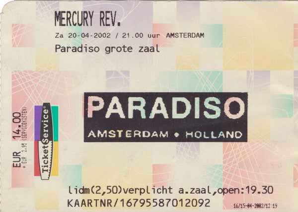 Mercury Rev - Paradiso, Amsterdam, April 20, 2002 [Holland] - Ticket Stub