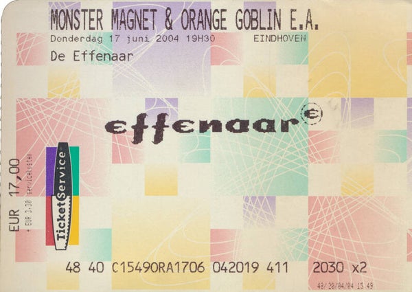 Monster Magnet - Orange Goblin - Effenaar, Eindhoven, June 17, 2004 [Holland] - Ticket Stub