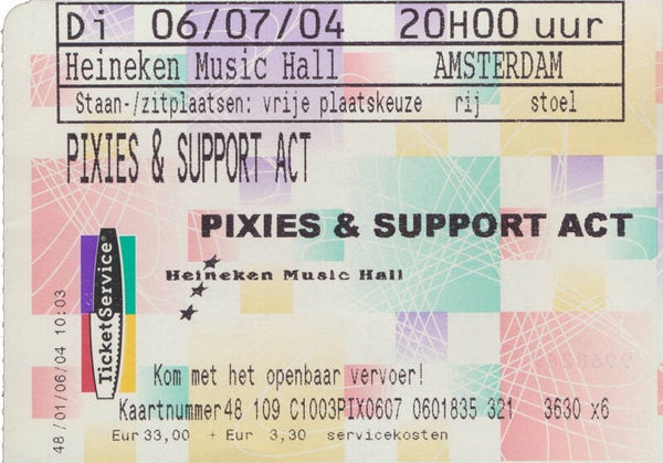 Pixies - Heineken Music Hall, Amsterdam, July 6, 2004 [Holland] - Ticket Stub