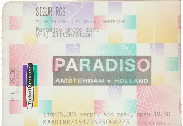 Sigur Ros - Paradiso, Amsterdam, April 1, 2001 [Holland] - Ticket Stub
