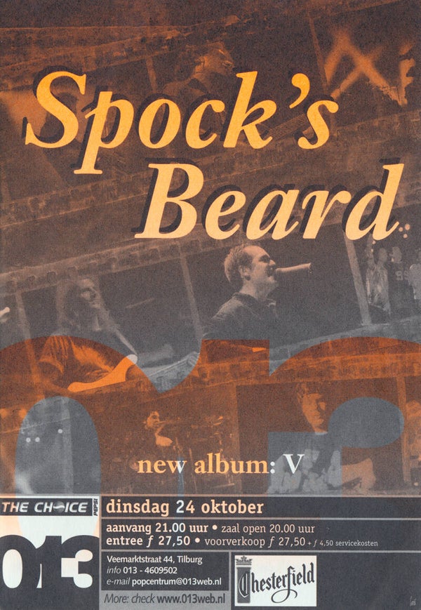Spock's Beard - 013, Tilburg, October 24, 2000 [Holland] - Ticket Stub