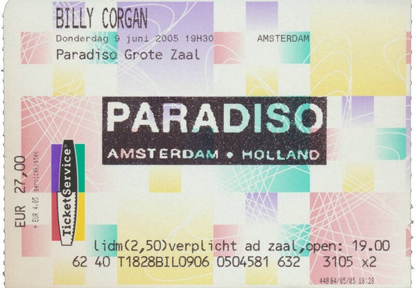 Billy Corgan (Smashing Pumpkins) - Paradiso, Amsterdam, June 9, 2005 [Holland] - Ticket Stub
