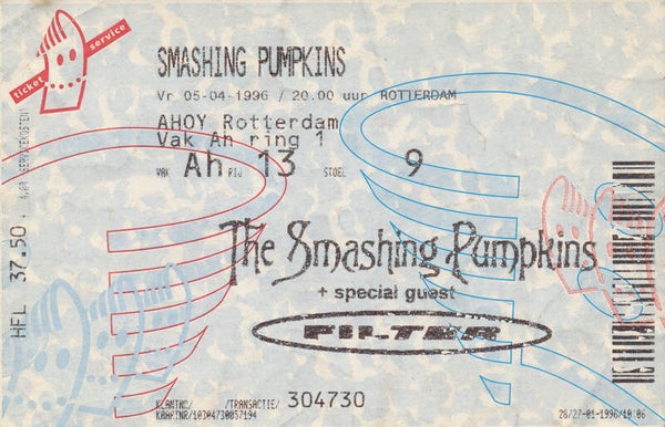 Smashing Pumpkins - Ahoy', Rotterdam, April 5, 1996 [Holland] - Ticket Stub