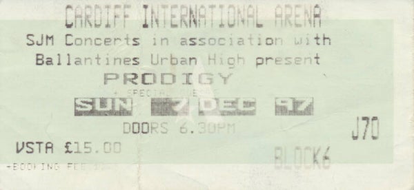 Prodigy - International Arena, Cardiff, December 7, 1997 [UK] - Ticket Stub