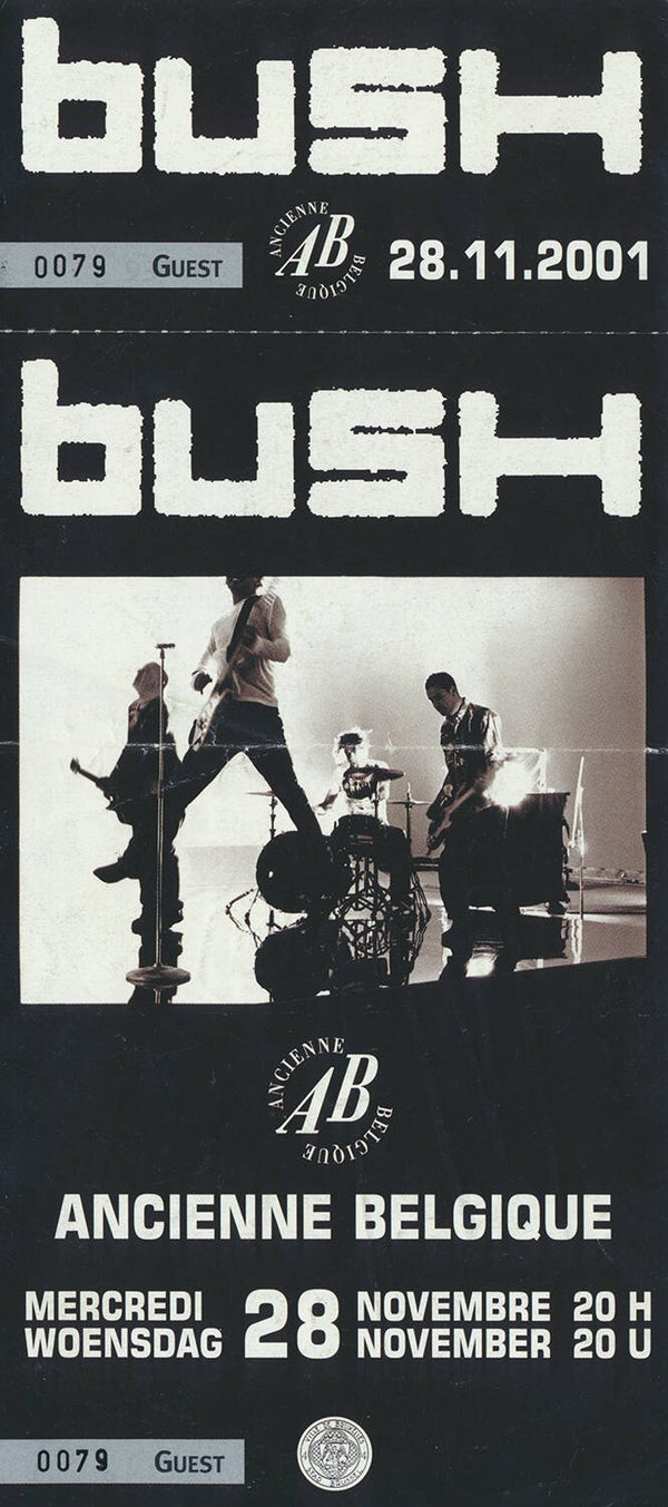 Bush - Ancienne Belgique, Brussels, November 28, 2001 [Belgium] - Ticket Stub